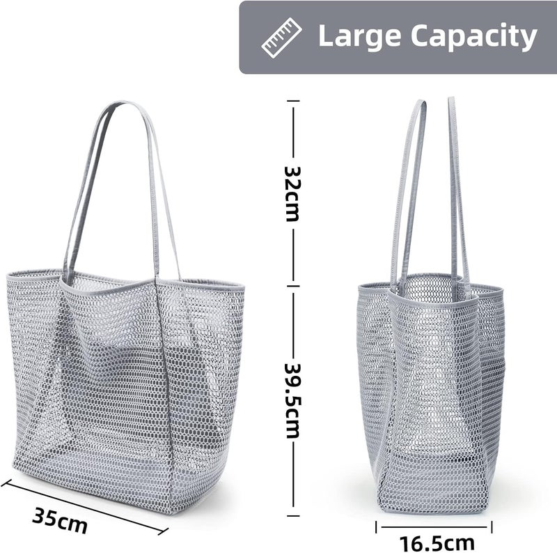 KALIDI BeachNylon Mesh Tote Bag, Casual Tote Bag Hobo Women Foldable MAX 23L Shoulder Bag For Beach Picnic Vacation - Image 5
